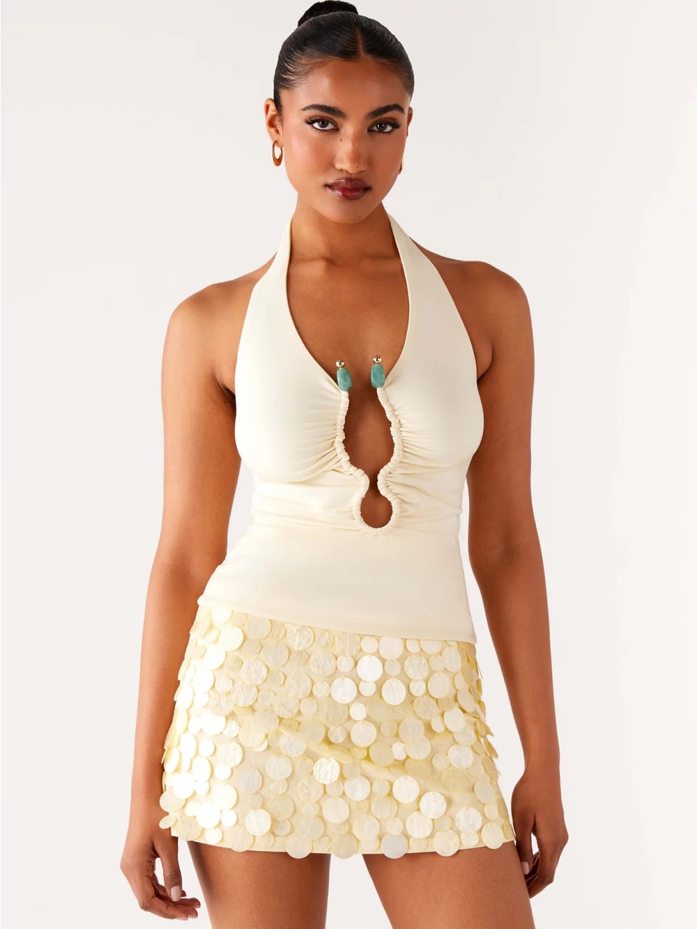 Peppermayo Yellow Diego Halter Keyhole Top